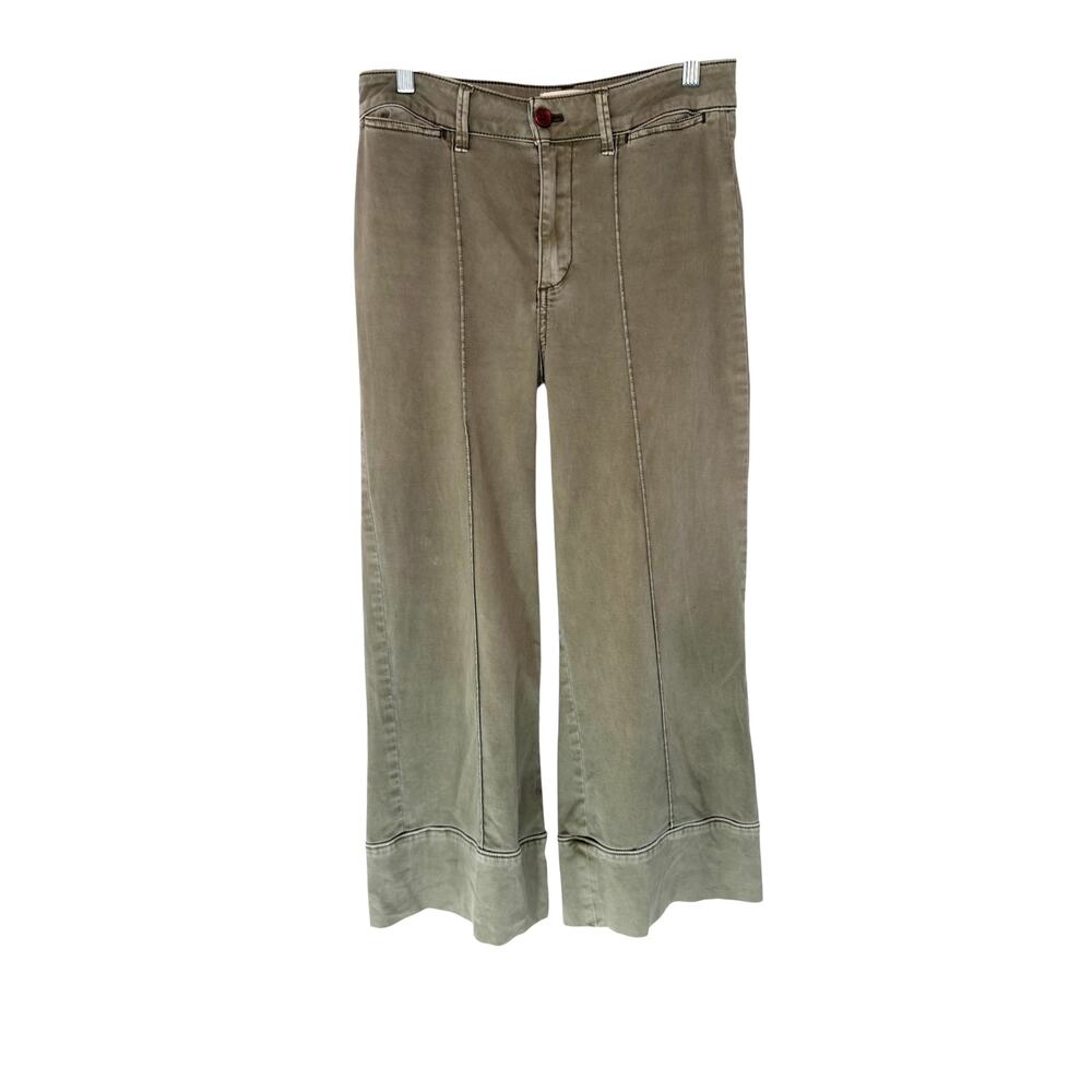 Anthropologie Chino Pants‎ Green Wide Leg Casual Everyday Casual Wide Leg Size 2